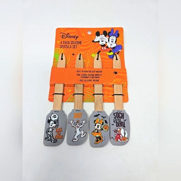 DISNEY Mickey, Minnie, Goofy, Donald Duck HALLOWEEN Mini Spatula 4 Piece Set NEW - Picture 1 of 3